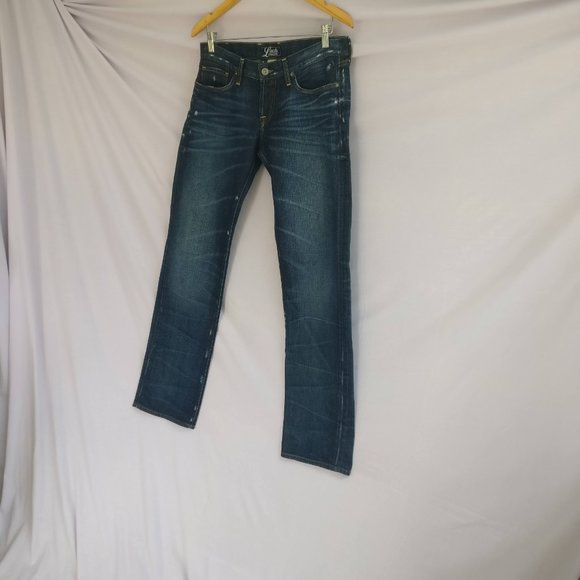 LB RILEY BOOTCUT JEANS in distressed BLUE WASH w4/27 +MEASUREMENTS - Picture 6 of 9